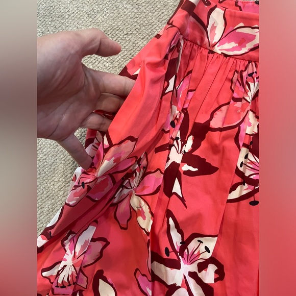 KATE SPADE Pink Floral Skirt Tiger Lily Flower Midi Antilles Bubble High Waist 4 - Picture 11 of 13
